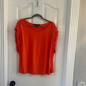 Marc New York Orange Ruched-Shoulder Short Sleeve Tee